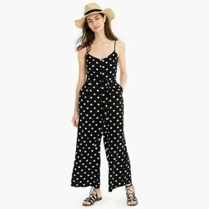 J. Crew Strappy Soft Wide-Leg Jumpsuit Polka Dot